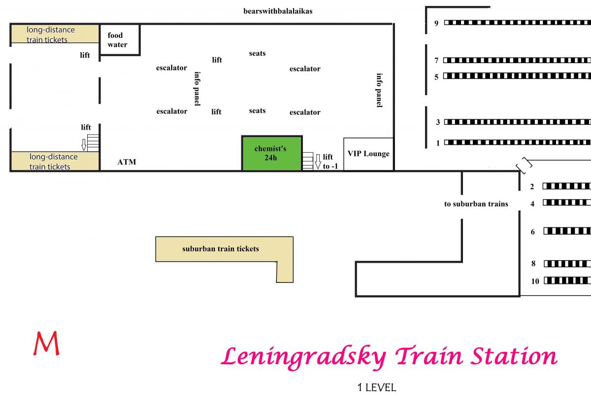zemljevid Leningradsky postaja Moskvi