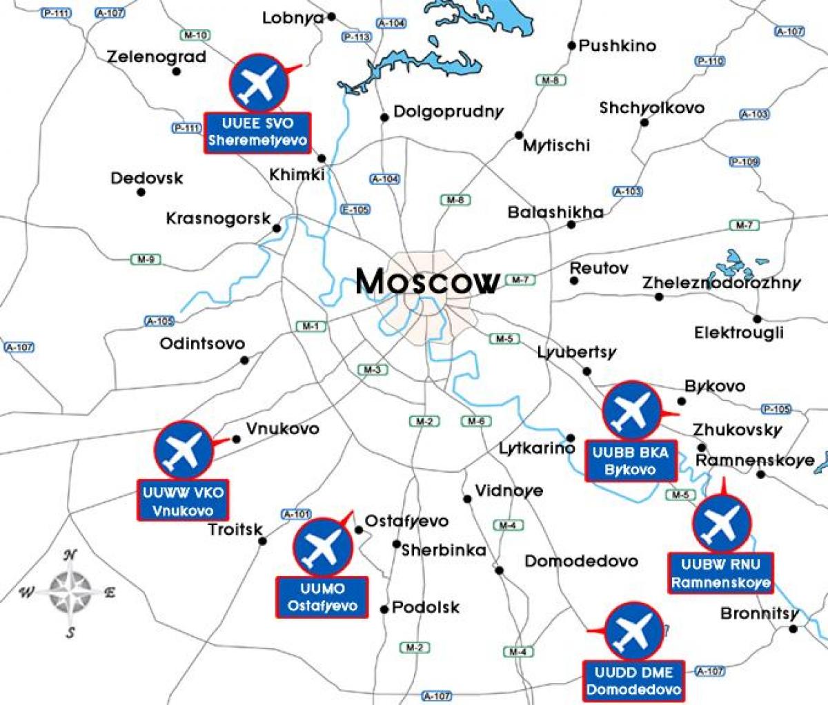 zemljevid letališča Moskvi