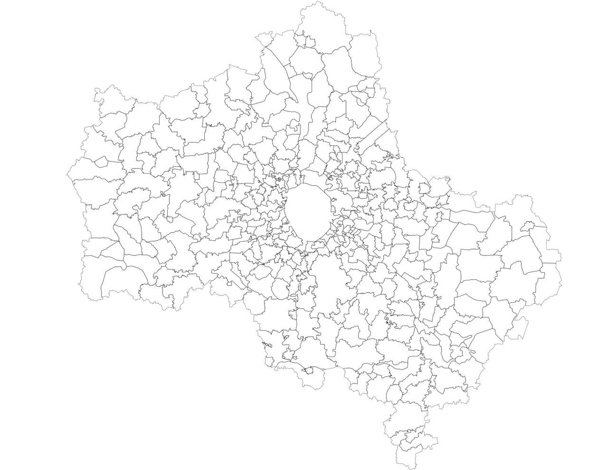 Moskva občine zemljevid