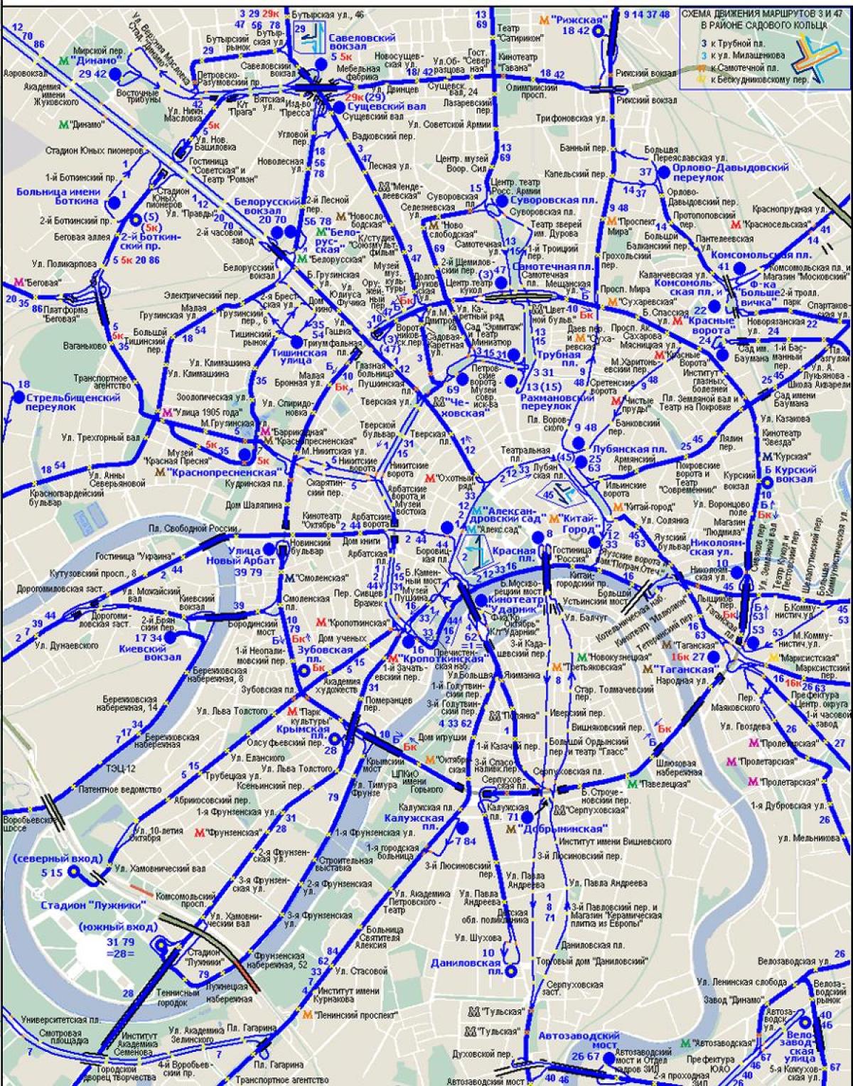 zemljevid Moskvi trolejbusnega