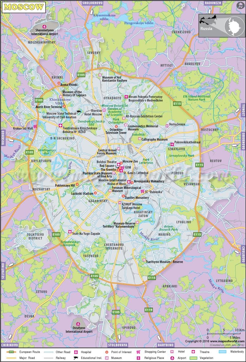 Moskva na zemljevidu