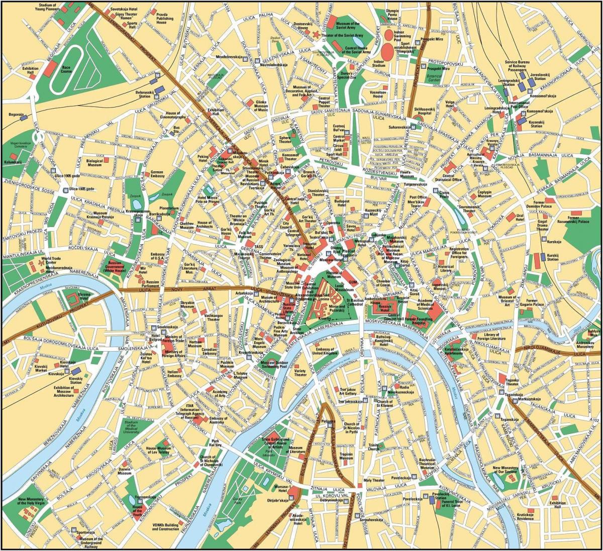 zemljevid Moskvi v angleškem jeziku