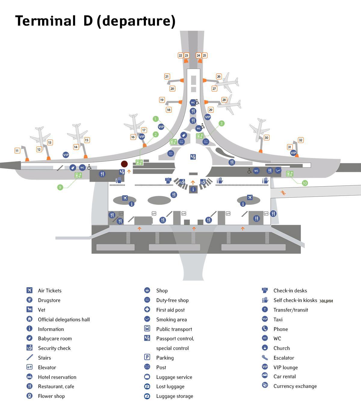 Letališče Sheremetyevo zemljevid terminal d