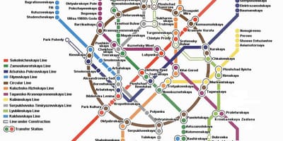 Moscow metro zemljevid v angleškem jeziku