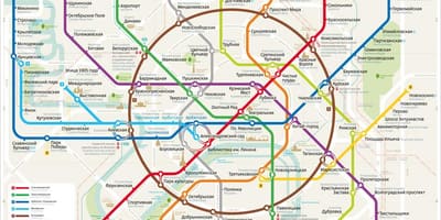 Zemljevid Moskovski metro, angleščini in ruščini