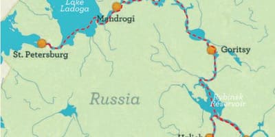 Zemljevid St Petersburg v Moskvi križarjenje