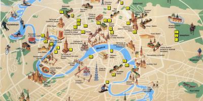 Moskva turističnih znamenitosti na zemljevidu